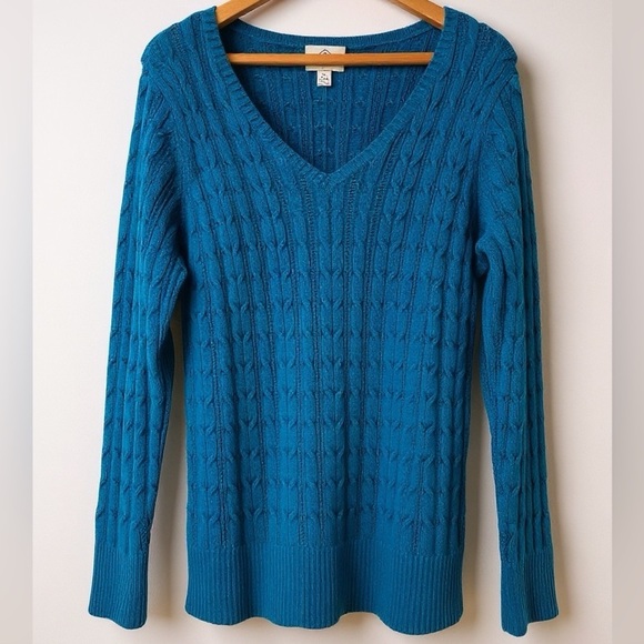 90s Grandmacore Blue Rib Knit Sweater Pullover Women's XL Y2K Preppy, Academia - Picture 2 of 12